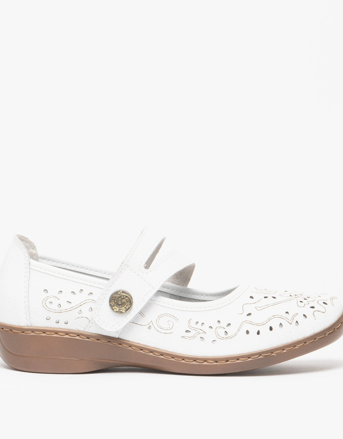 CHARLOTTE Womens Leather Mary Jane Shoes White, 3 of 2