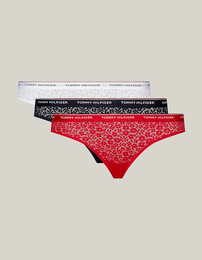 BIKINI LACE 3 Pack Womens Underwear Desert Sky/White/Primary Red