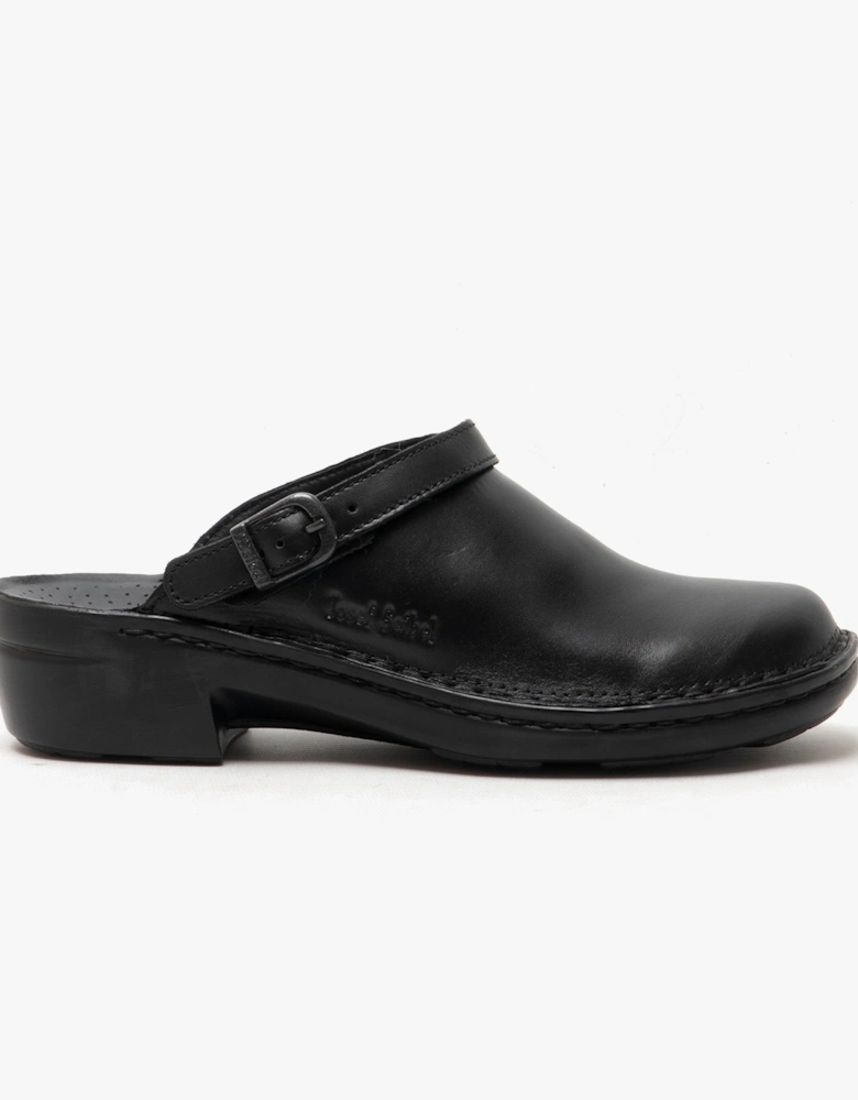 BETSY Womens Leather Mule Clogs Black