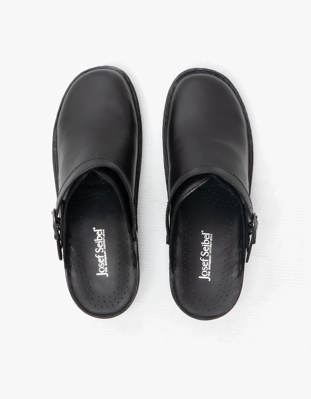 BETSY Womens Leather Mule Clogs Black
