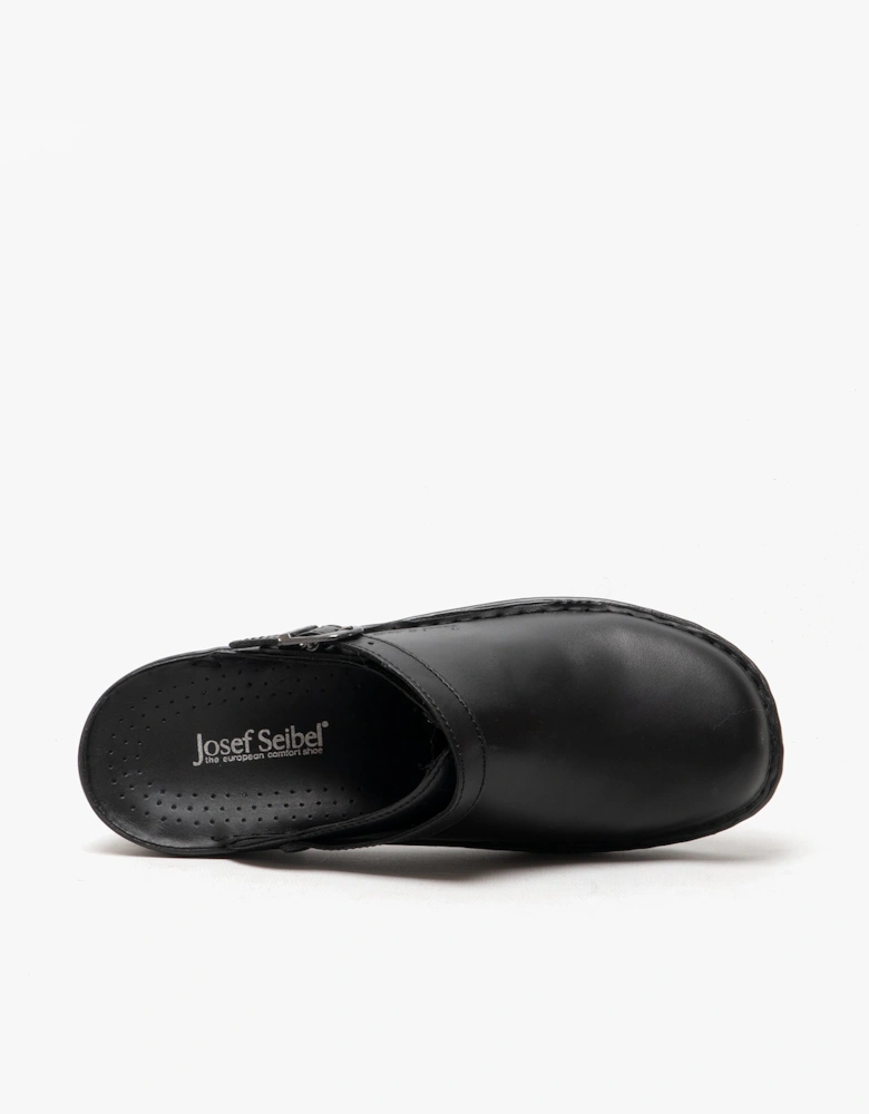 BETSY Womens Leather Mule Clogs Black