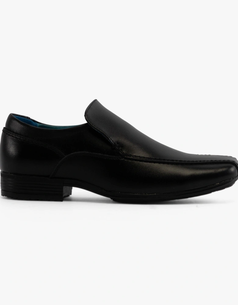 BELMONT Boys Leather Tramline Loafers Black