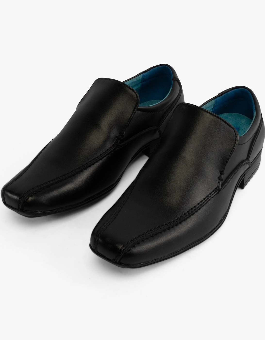 BELMONT Boys Leather Tramline Loafers Black