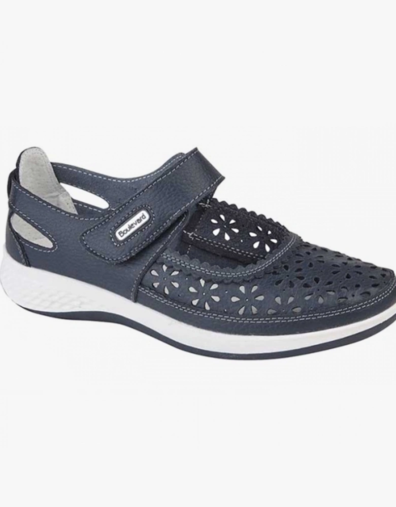 DORRIT Womens Action Leather Wide Fit Shoes Navy