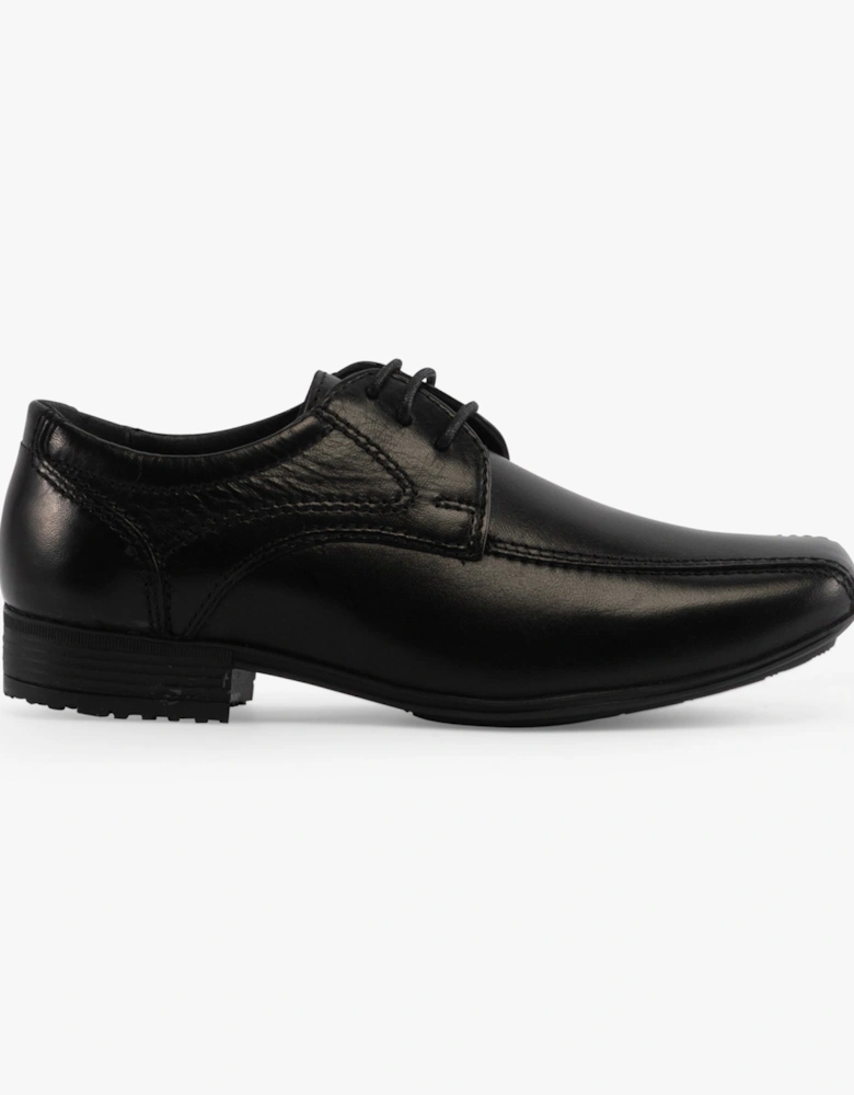 SNOWDEN Boys Leather Lace-Up School Shoes Black