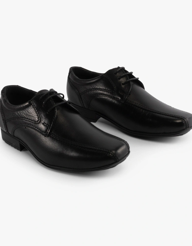 SNOWDEN Boys Leather Lace-Up School Shoes Black