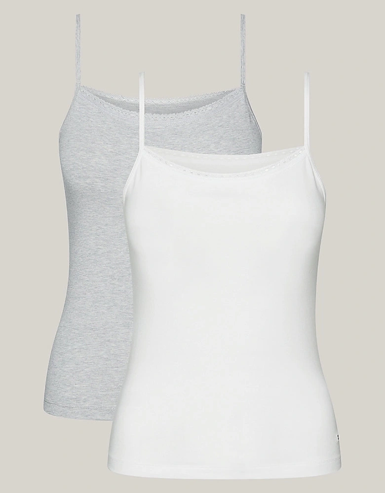 CAMI WITH LACE 2 Pack Womens White/Grey Heather