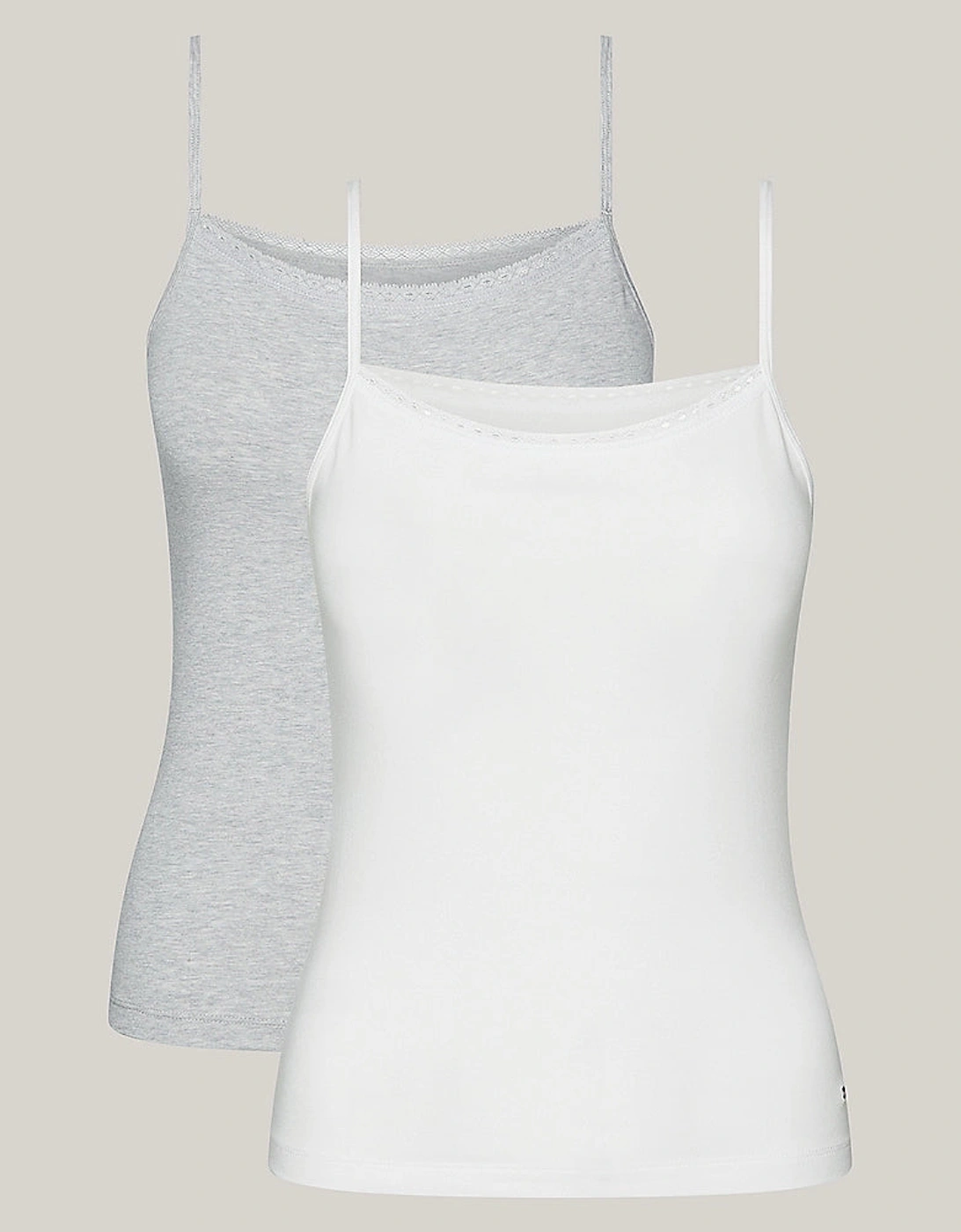 CAMI WITH LACE 2 Pack Womens White/Grey Heather, 7 of 6