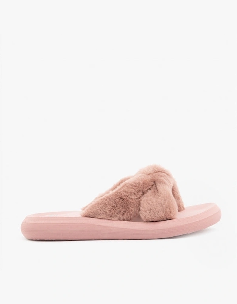 SLADE WINETTE Womens Faux Fur Slide Sandals Dusty Rose