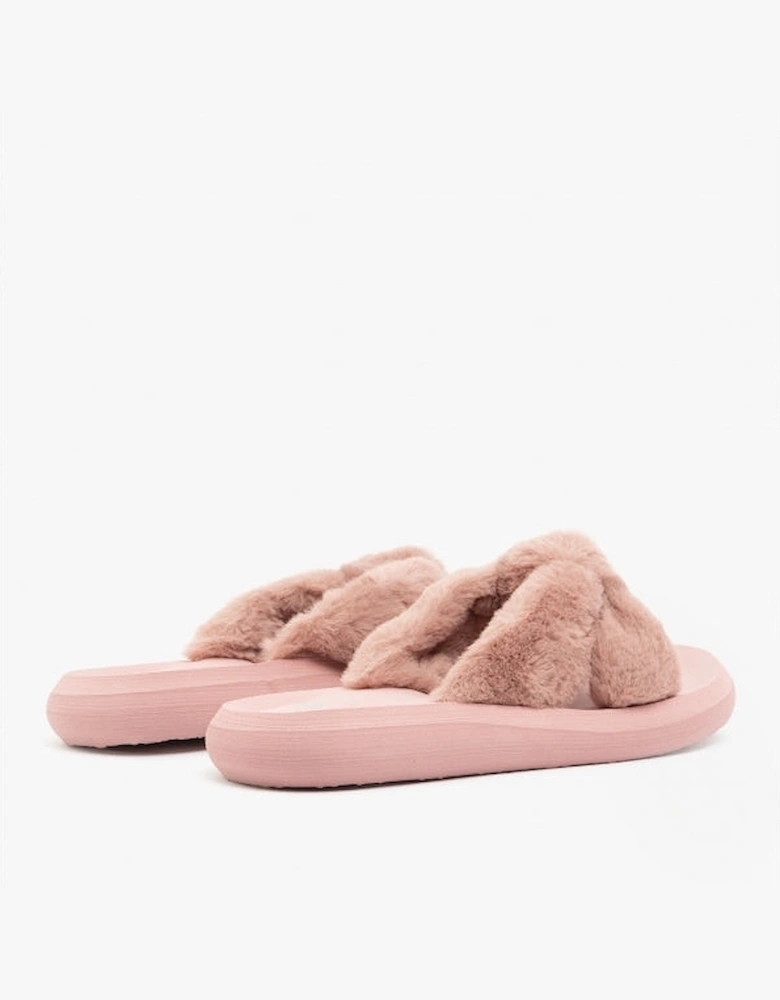 SLADE WINETTE Womens Faux Fur Slide Sandals Dusty Rose