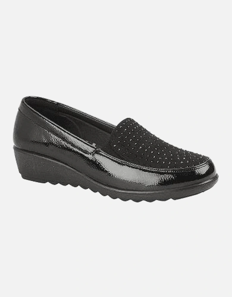 L878AP Womens Patent Slip-On Loafers Black Patent