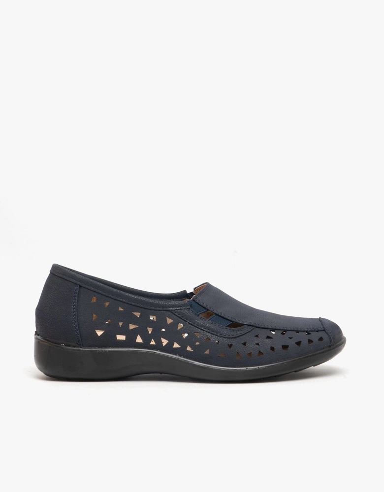 MARSHA Womens Cut-Out Slip-On Shoes Navy Blue