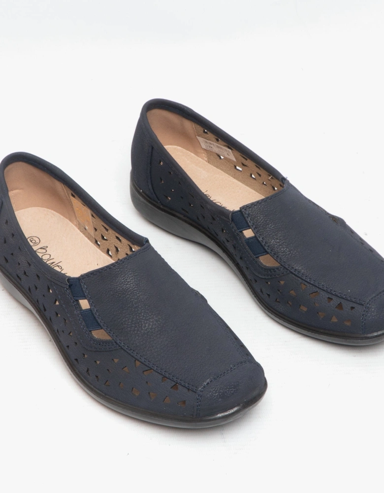 MARSHA Womens Cut-Out Slip-On Shoes Navy Blue