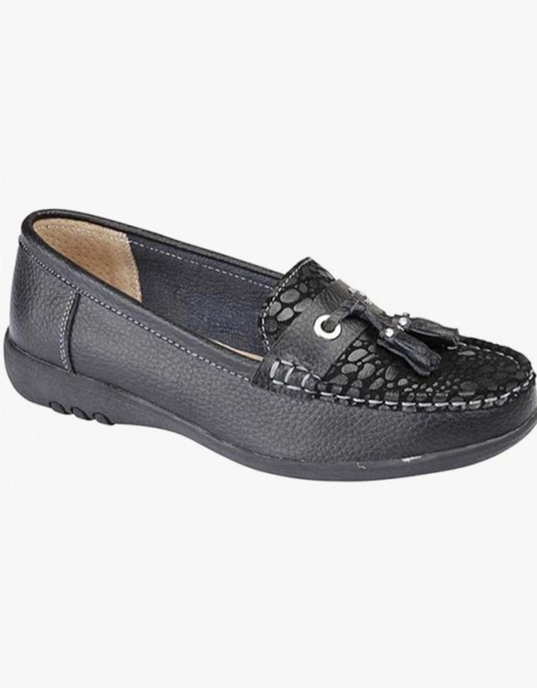 PEBBLE Womens Action Leather Loafers Black