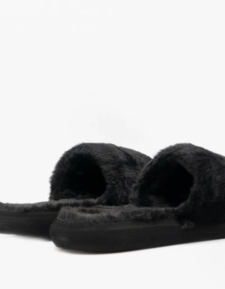 STRATUS WINETTE Womens Faux Fur Slide Sandals Black