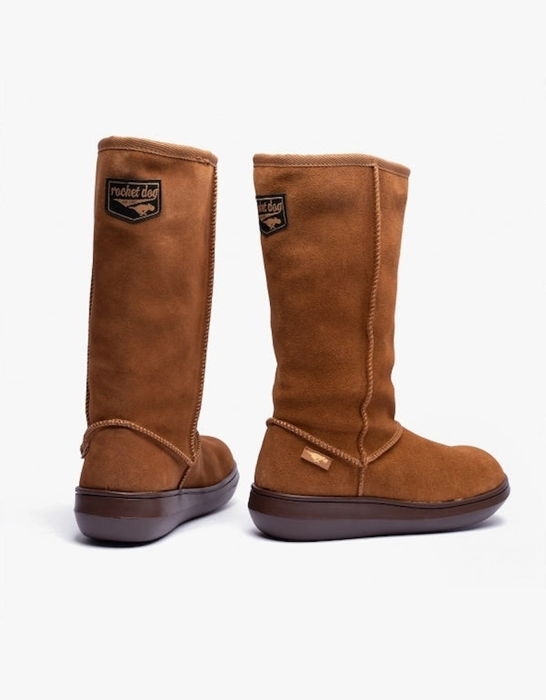 SUGAR DADDY Womens Suede Boots Chestnut