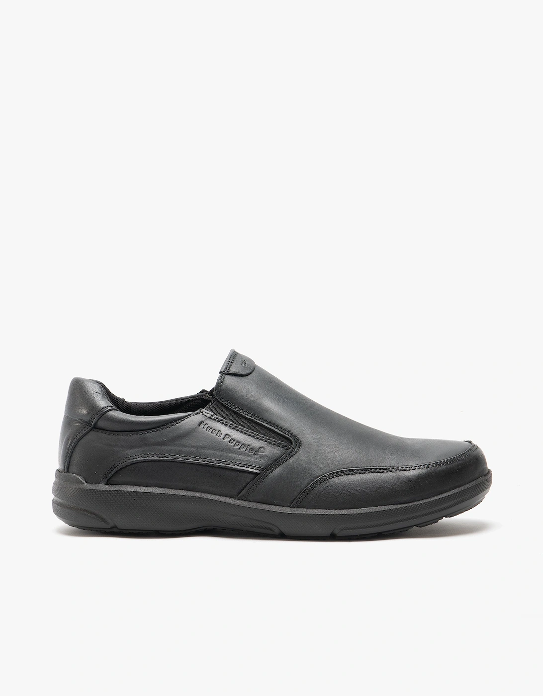 AARON Mens Leather Slip On Shoes Black, 9 of 8