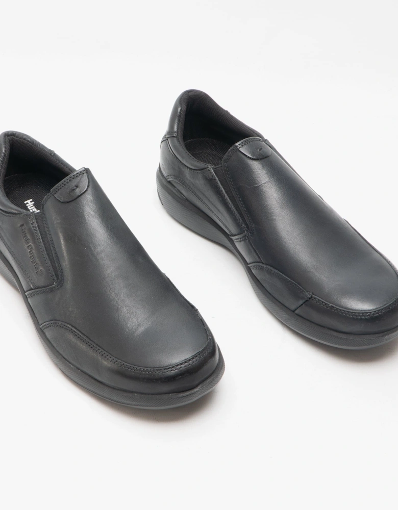 AARON Mens Leather Slip On Shoes Black