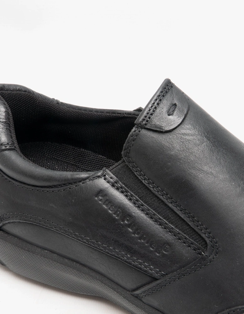 AARON Mens Leather Slip On Shoes Black