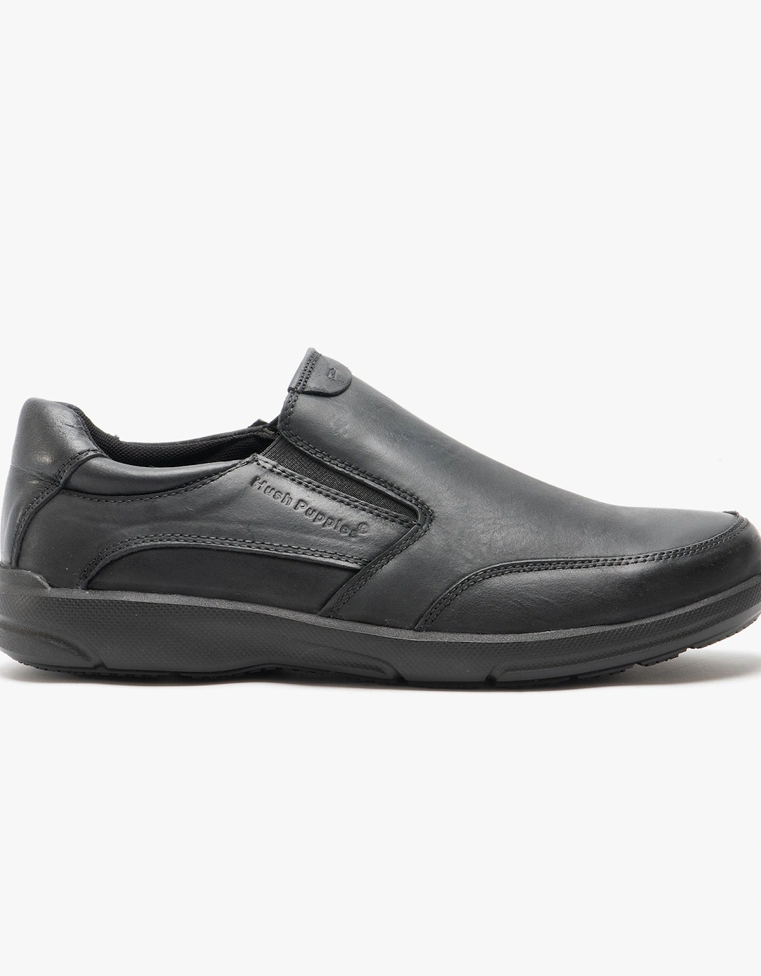 AARON Mens Leather Slip On Shoes Black