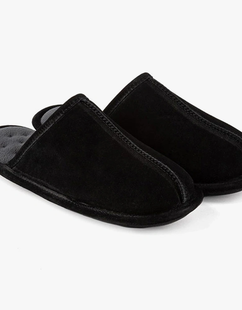 Isotoner Mens Memory Foam Mule Slippers Black