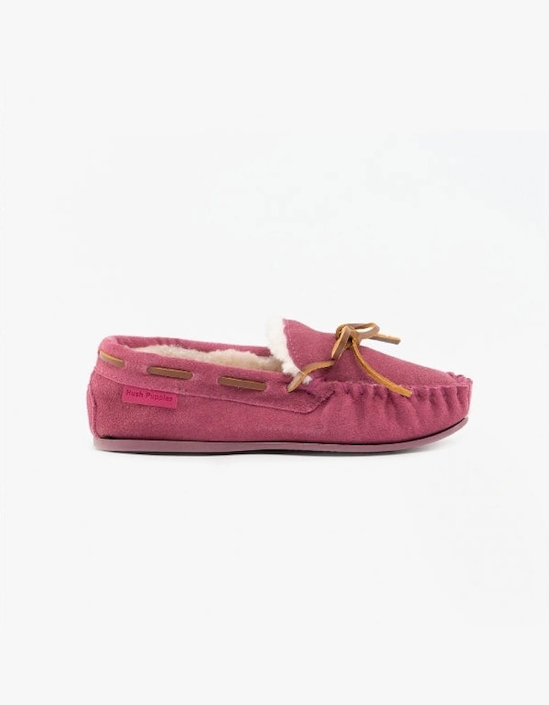 ADDISON Girls Suede Moccasin Slippers Pink