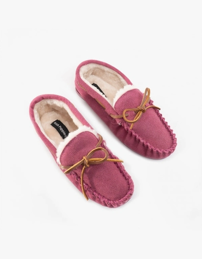 ADDISON Girls Suede Moccasin Slippers Pink