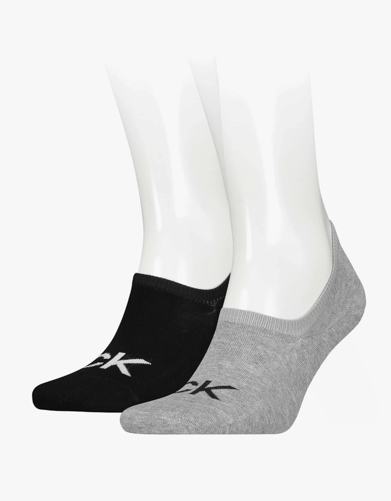 2 Pack Logo Mens Invisible Socks Grey