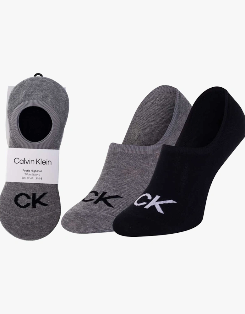 2 Pack Logo Mens Invisible Socks Grey