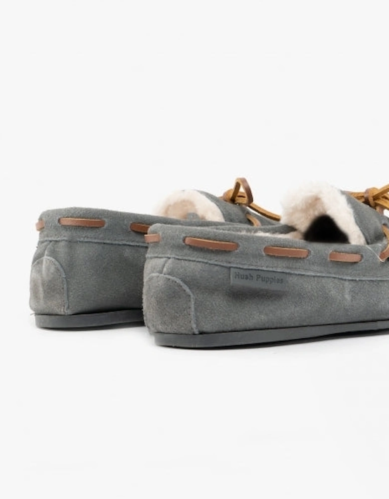 ADDISON Kids Suede Moccasin Slippers Grey