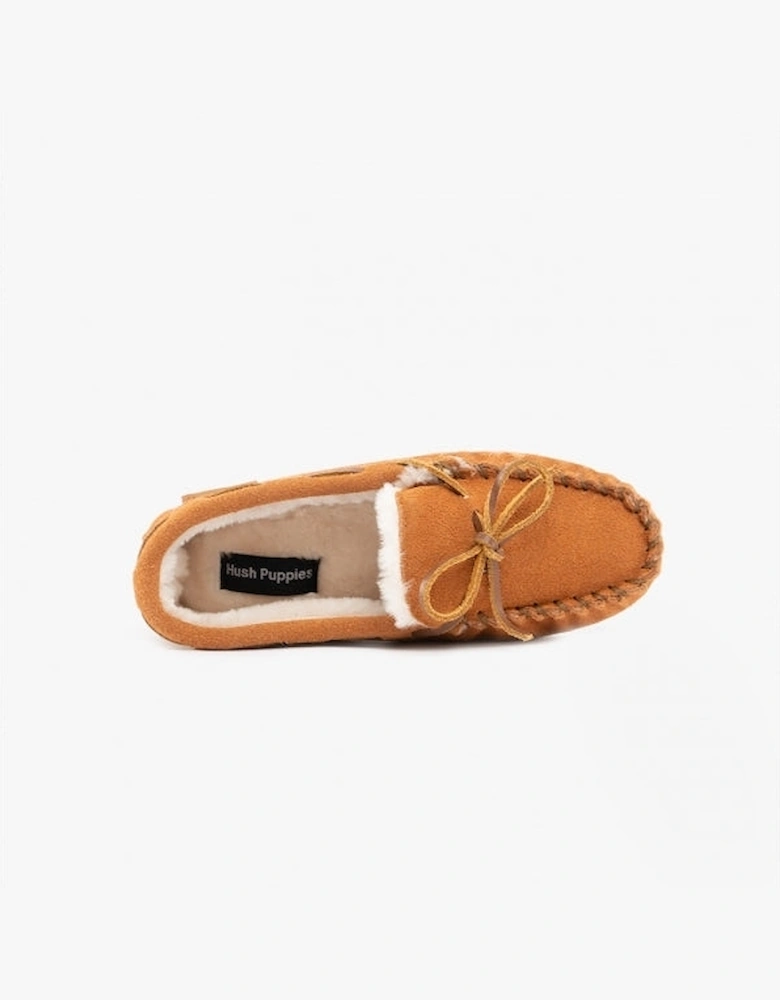 ADDISON Kids Suede Moccasin Slippers Tan