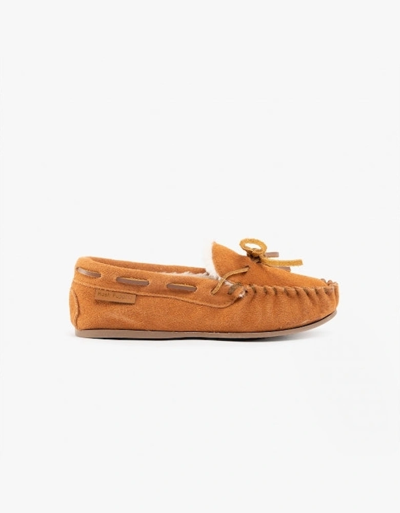 ADDISON Kids Suede Moccasin Slippers Tan