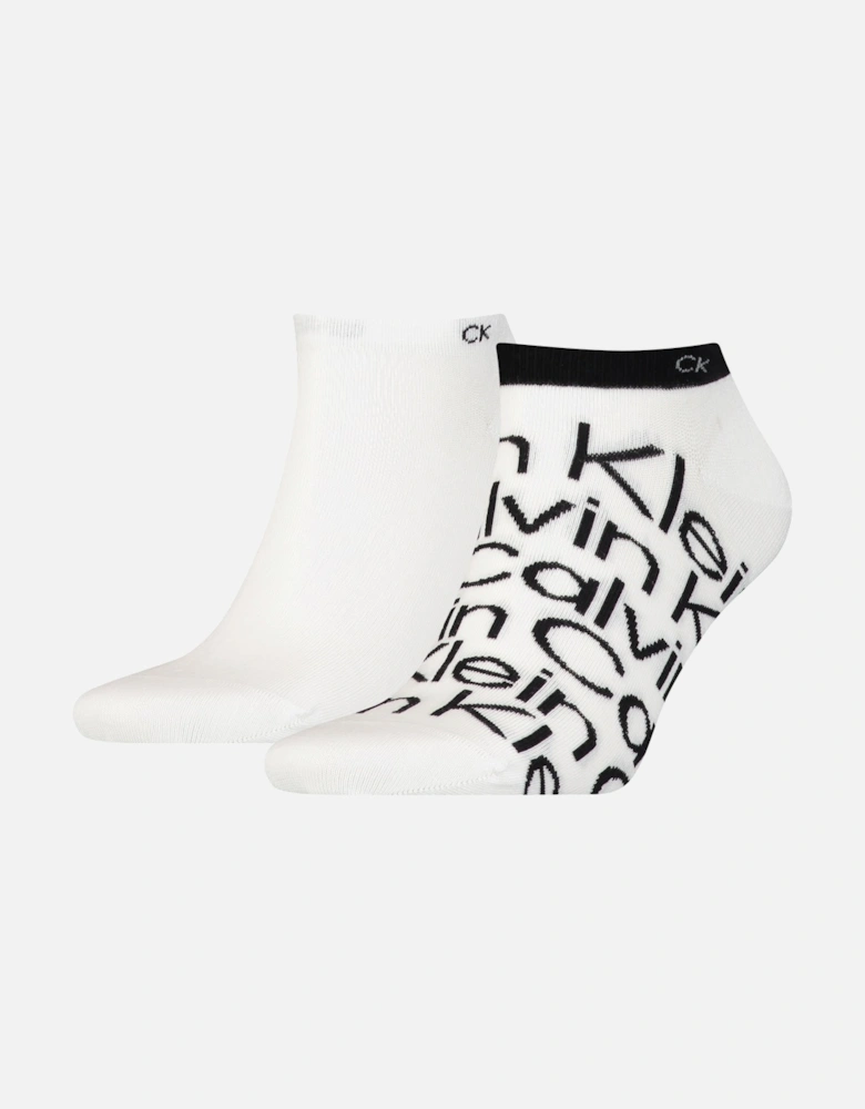 2 Pack Mens Ankle Signiture Socks White