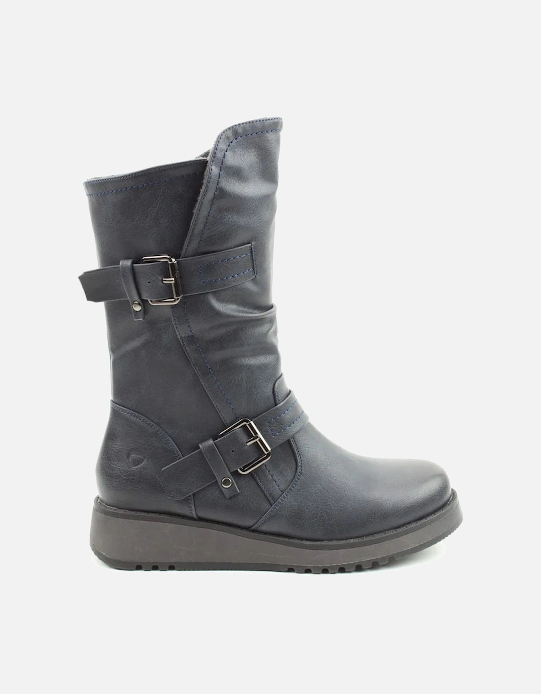 Women's Heavenly Feet HANNAH4 Womens Mid Calf Boots Navy - Blue - Size: 7