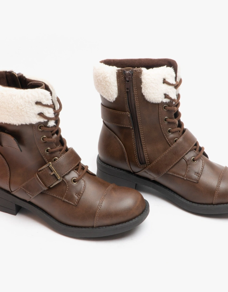 TRAVIS Womens Ankle Boots Brown/Natural