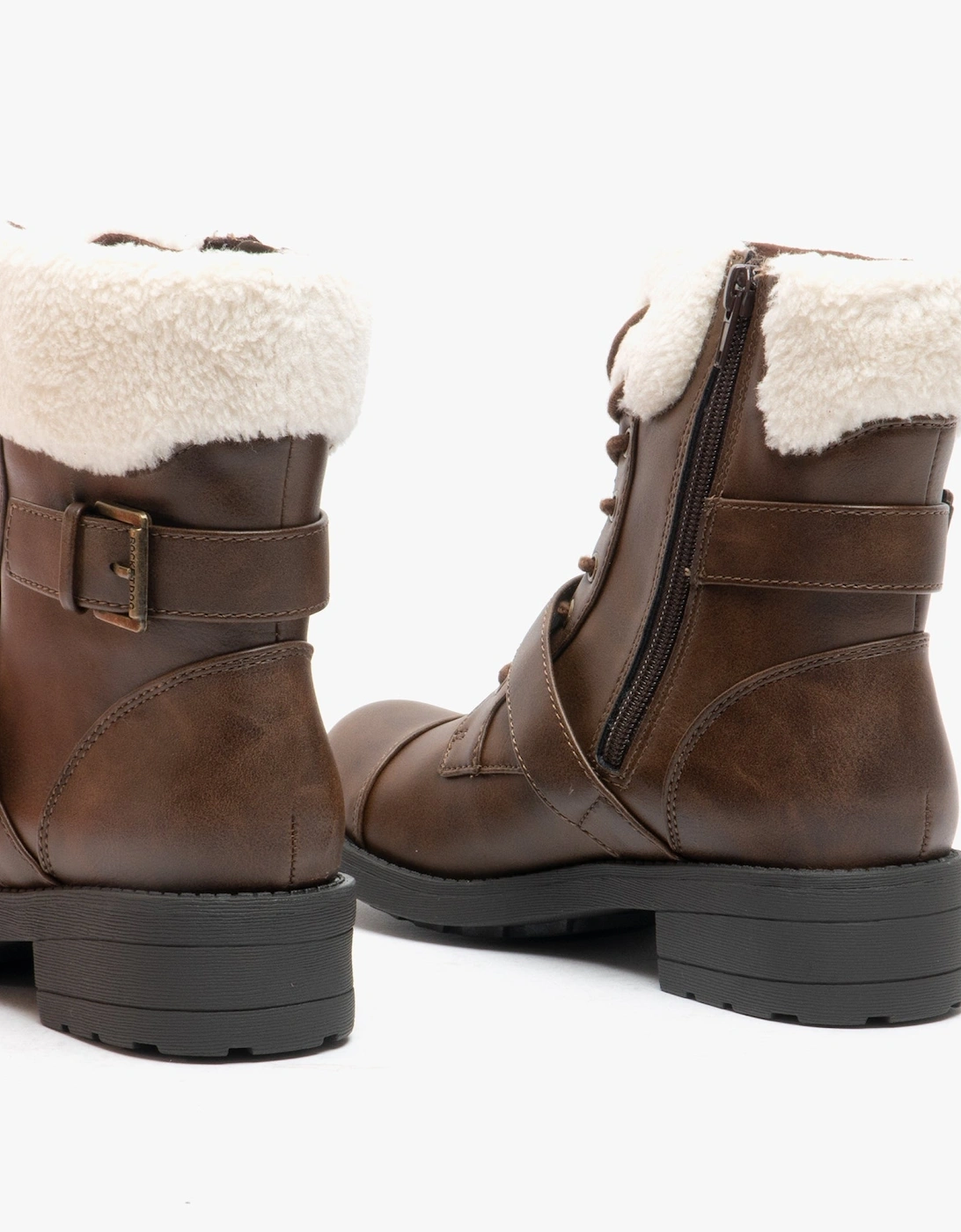 TRAVIS Womens Ankle Boots Brown/Natural