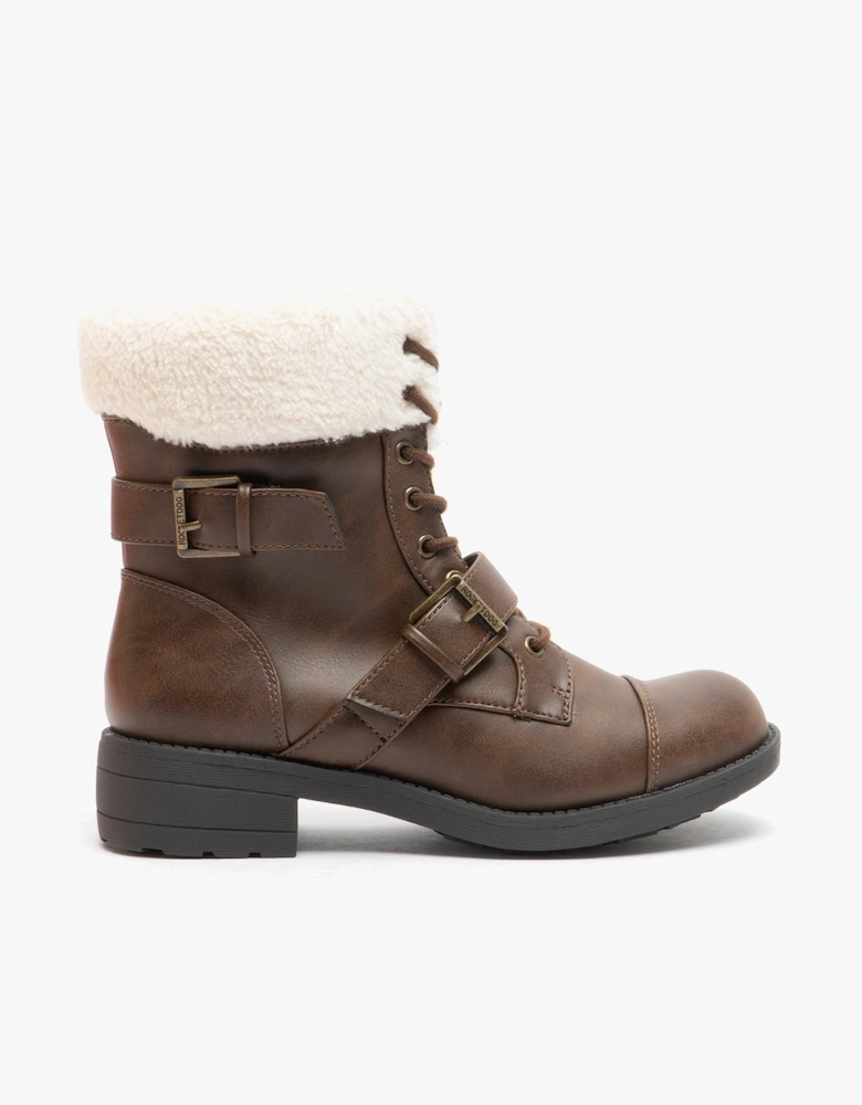 TRAVIS Womens Ankle Boots Brown/Natural