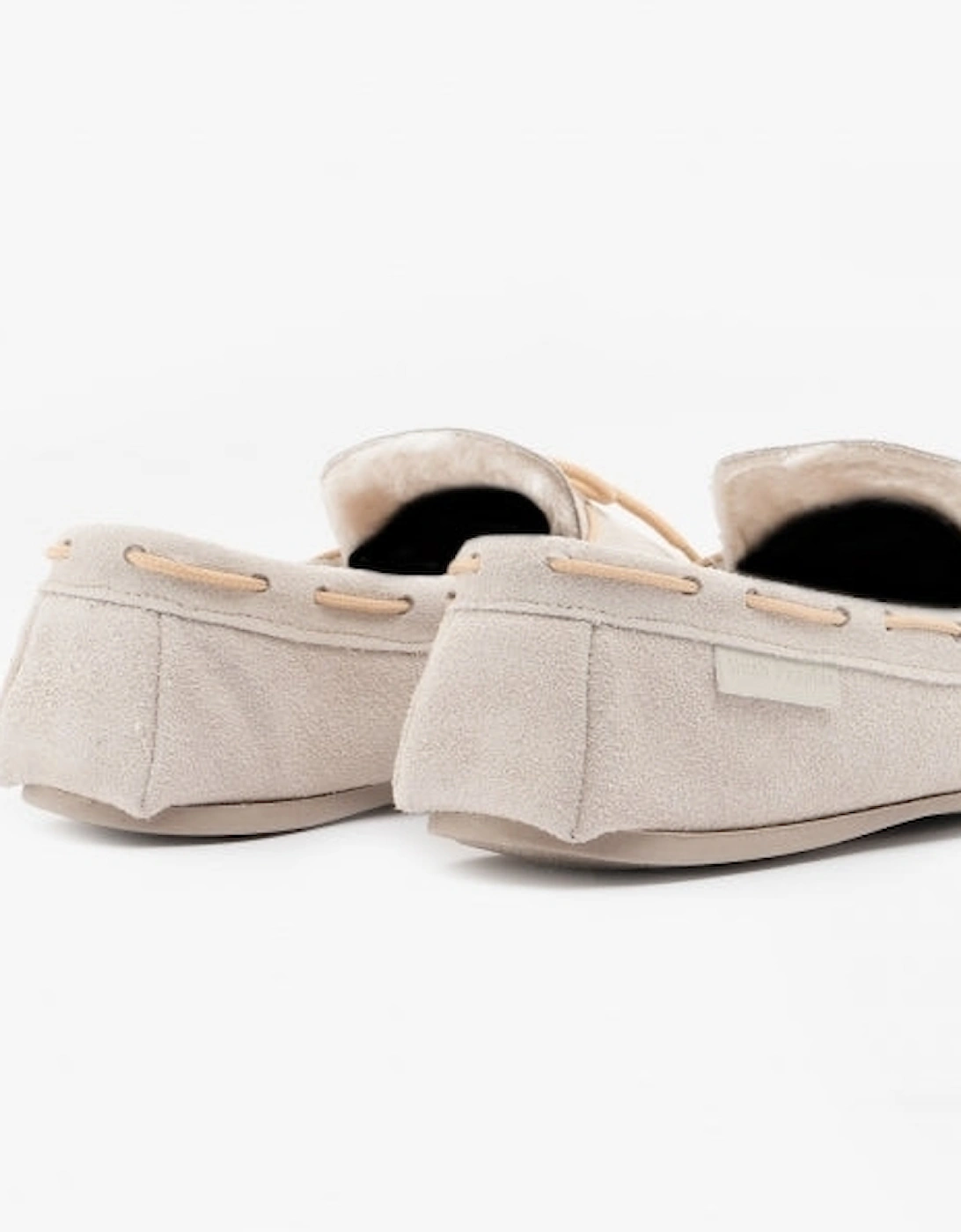 ALLIE Womens Suede Moccasin Slippers Beige