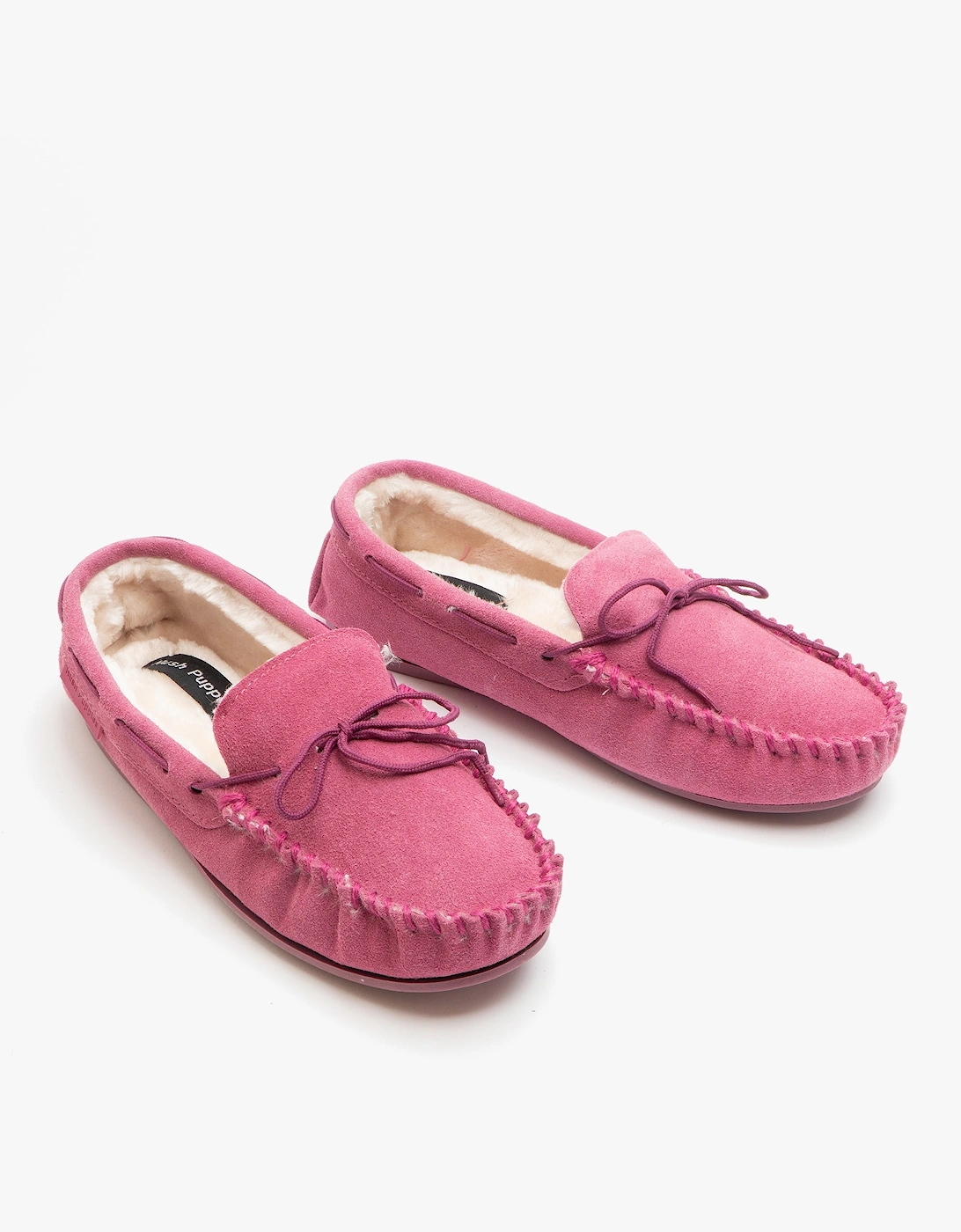 ALLIE Womens Suede Moccasin Slippers Rose