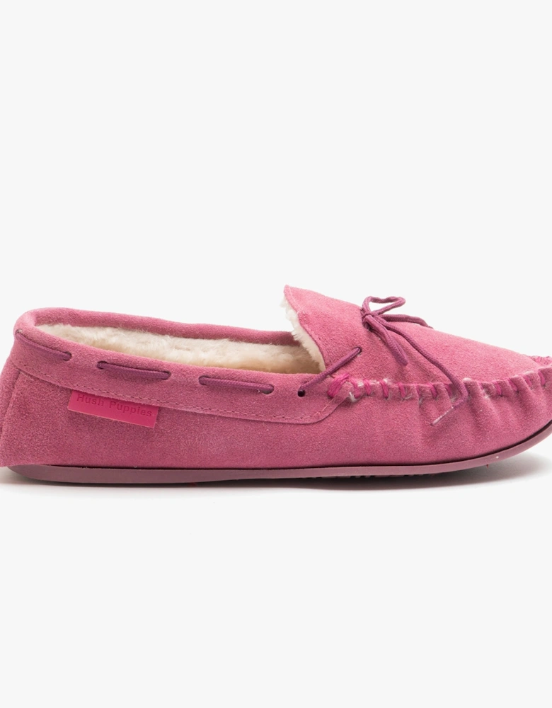 ALLIE Womens Suede Moccasin Slippers Rose