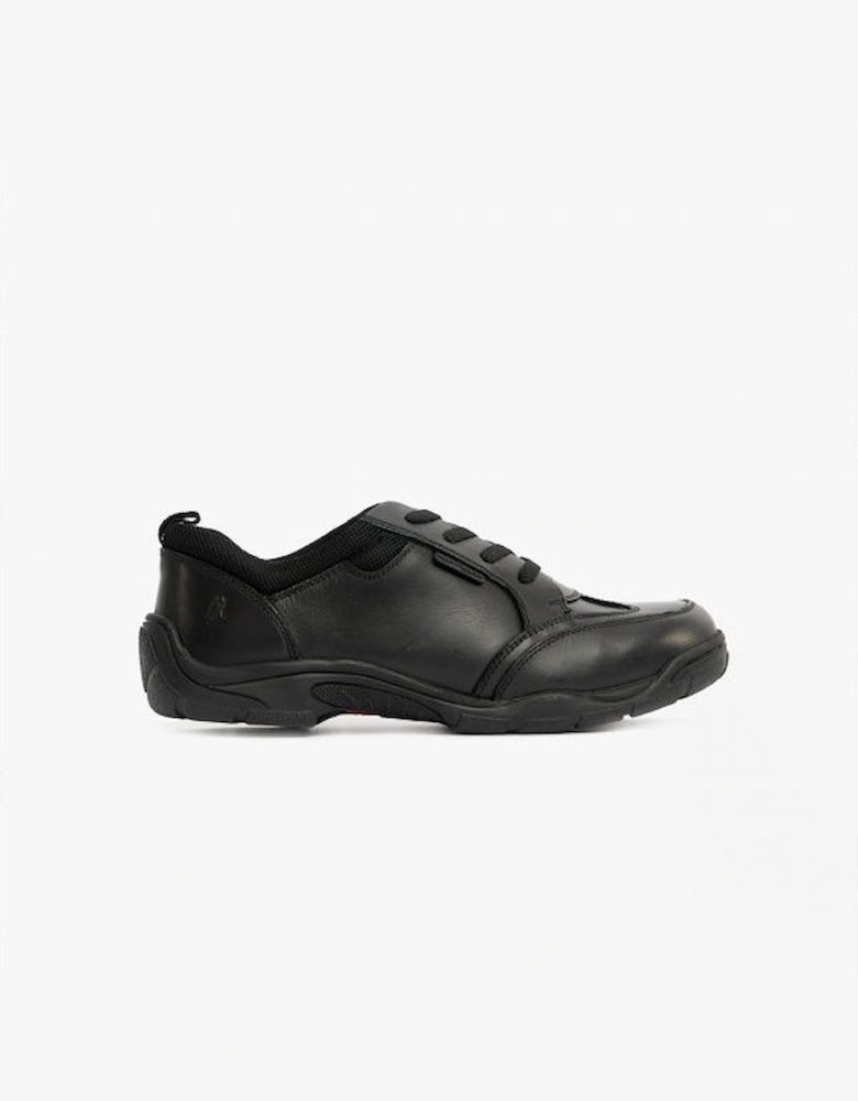 ALVIN SNR Boys Leather Trainers Black