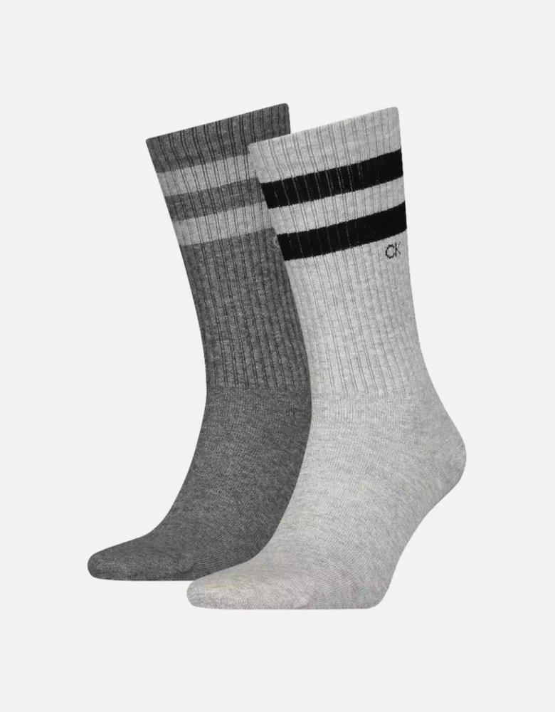 2 Pack Mens Crew Trainer Socks Grey