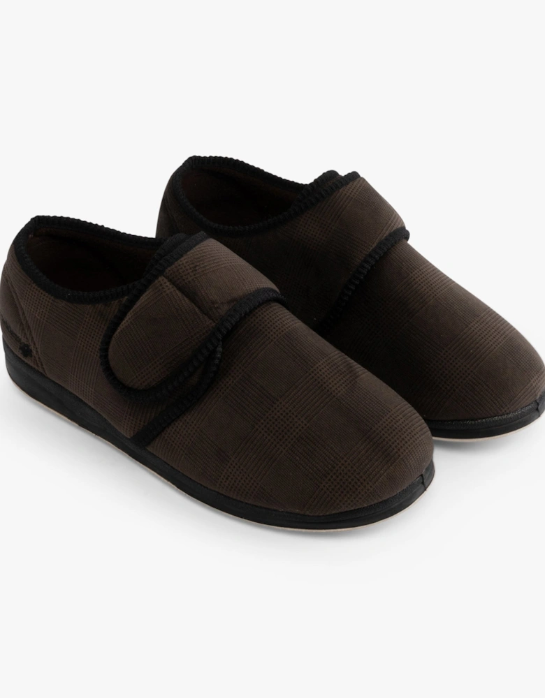 CHARLES Mens Slippers Brown Checked