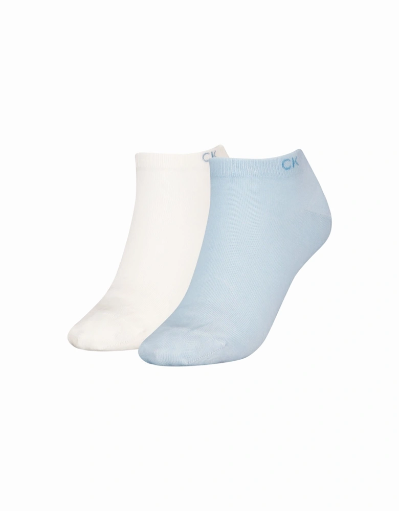 2 Pack Womens Ankle Trainer Socks Blue Combo