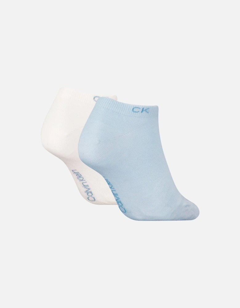 2 Pack Womens Ankle Trainer Socks Blue Combo