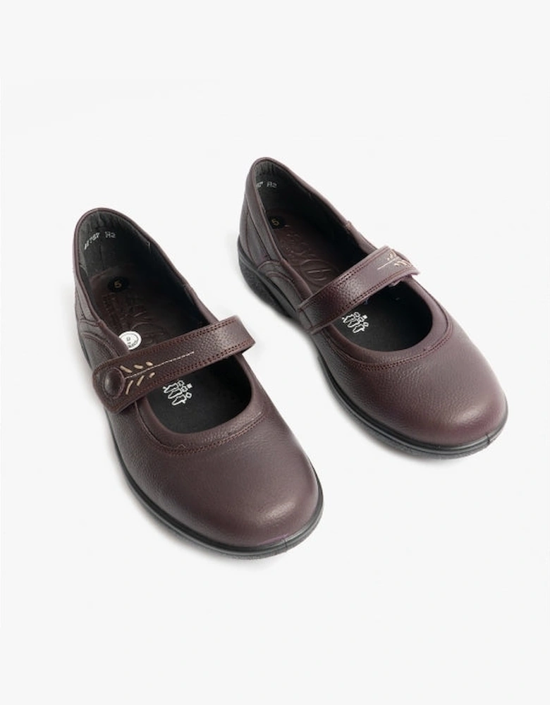 BUXTON Womens Leather Extra Wide (2E) Mary Jane Shoes Wineberry