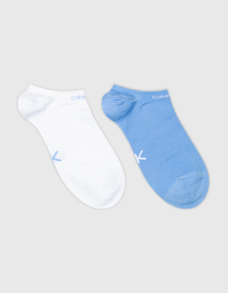 2 Pack Womens Ankle Trainer Socks Blue Combo