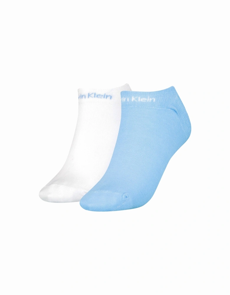 2 Pack Womens Ankle Trainer Socks Blue Combo