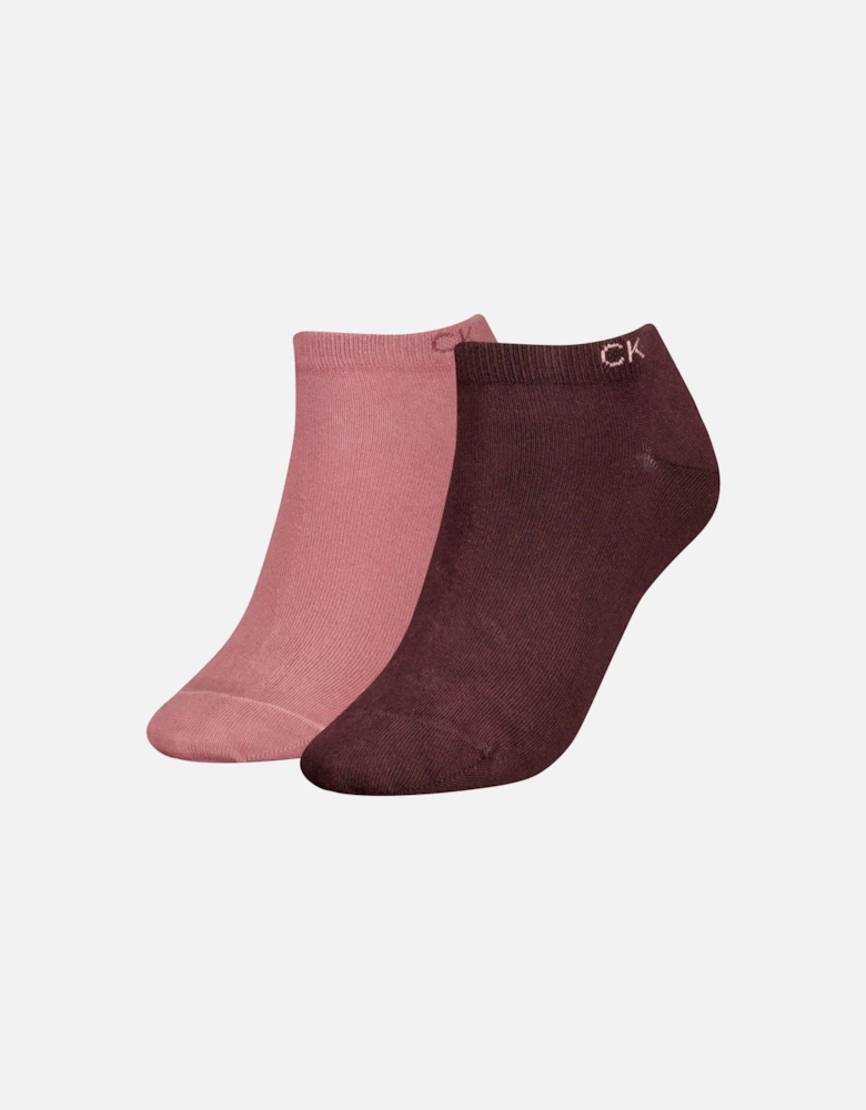 2 Pack Womens Ankle Trainer Socks Burgundy Combo