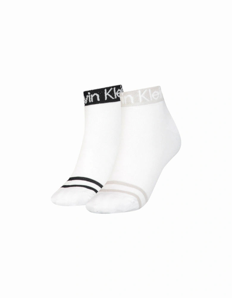 2 Pack Womens Ankle Trainer Socks White